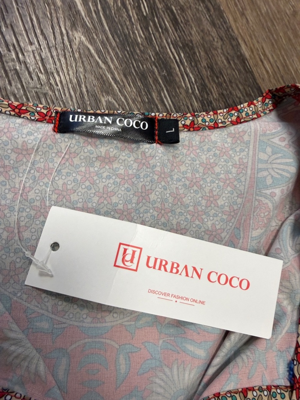 Urban Coco Red & Light Blue Printed Tunic Top - Picture 2 of 5